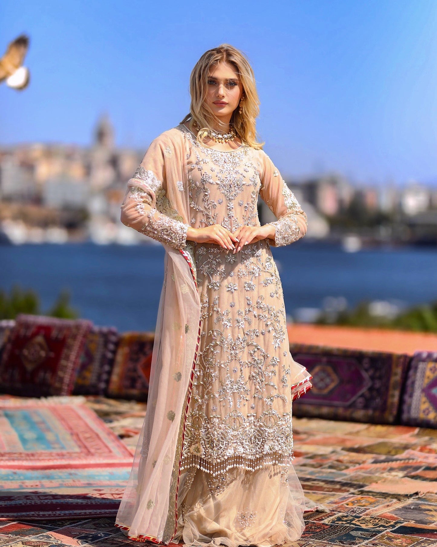 Beige sharara set