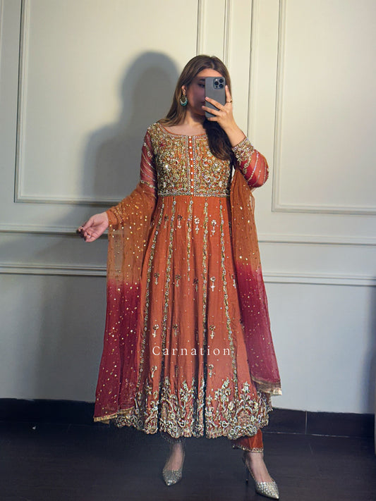 Rust and red kali gown